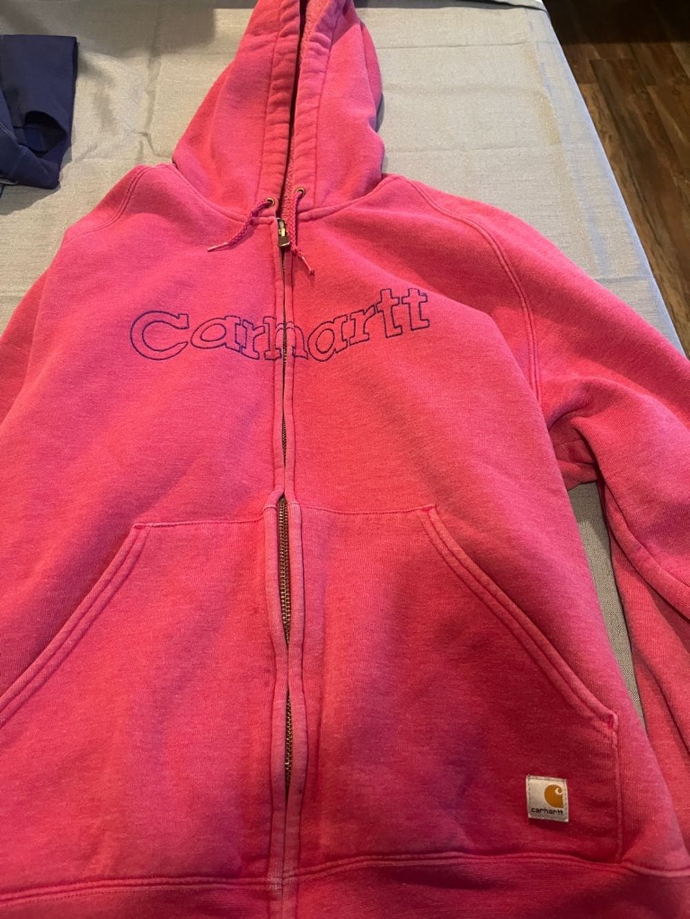 Carhartt Kids Bright Pink Hooded Full-Zip Sweatshirt